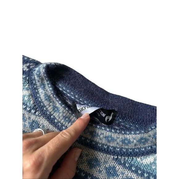 Alpaca Connection Alpaca Wool Blend Fair Isle Sweater size S Blue - Picture 5 of 10
